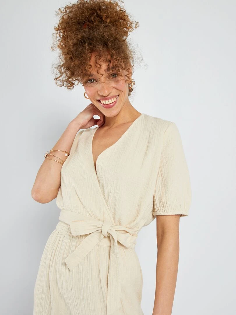 Blouse en double gaze de coton Beige
