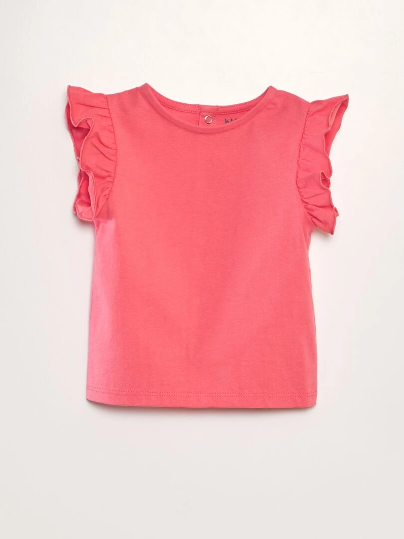 T shirt à volants Rose