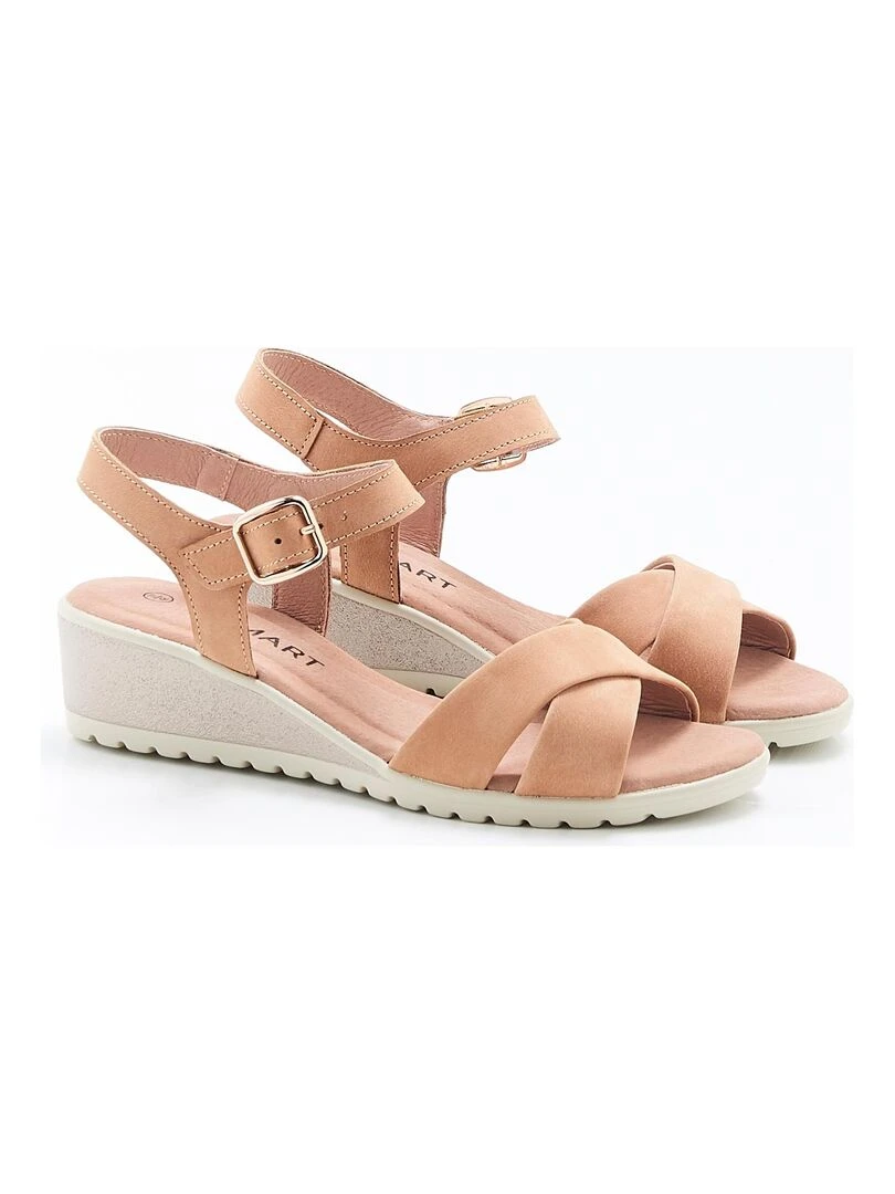 Sandales compensées Damart Camel
