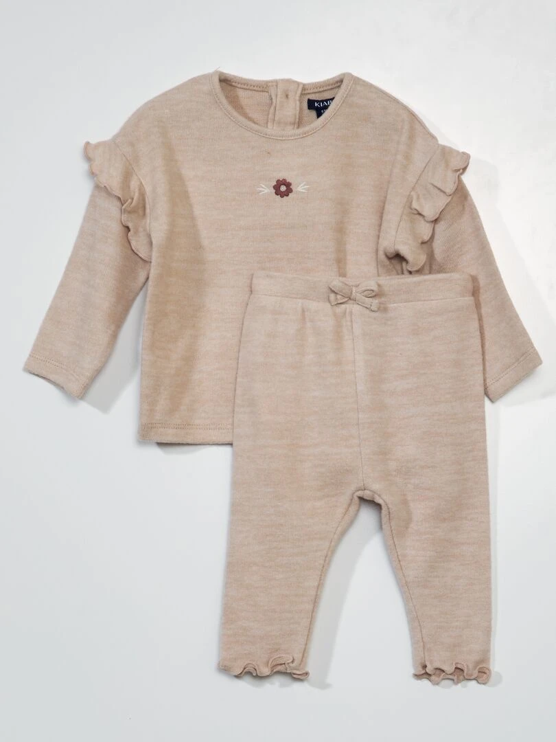Sweat et legging en maille douce 2 pièces Beige