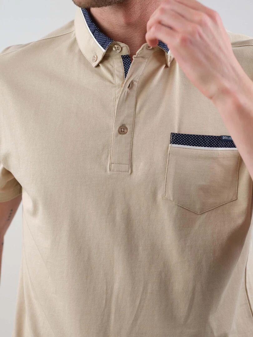 Polo uni pour homme 'Deeluxe'   Beige gris