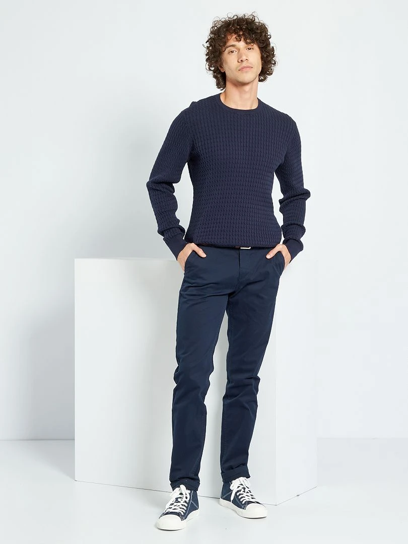 Chino slim L34 bleu marine