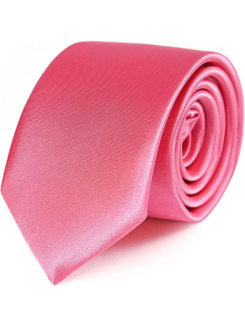 Cravate Slim Satin Unie Fabriqué en Europe Rose foncé