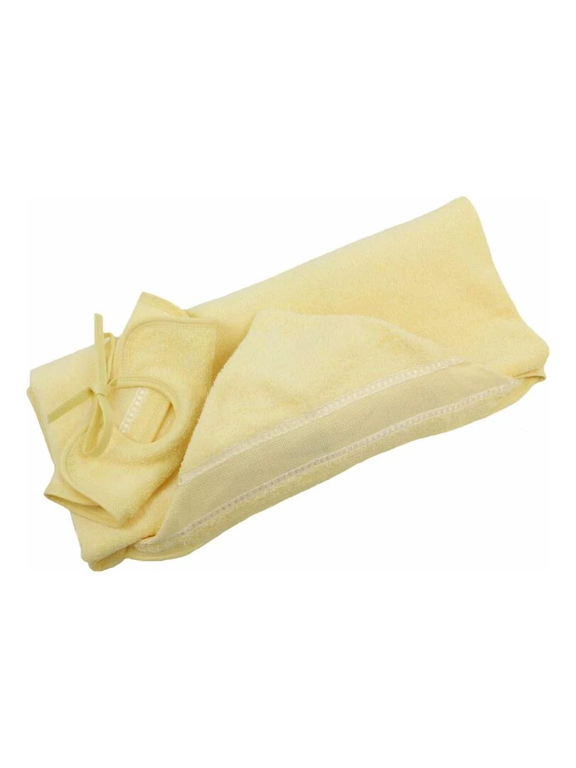 Coffret de naissance bavoir et cape à broder QUEIDA Jaune