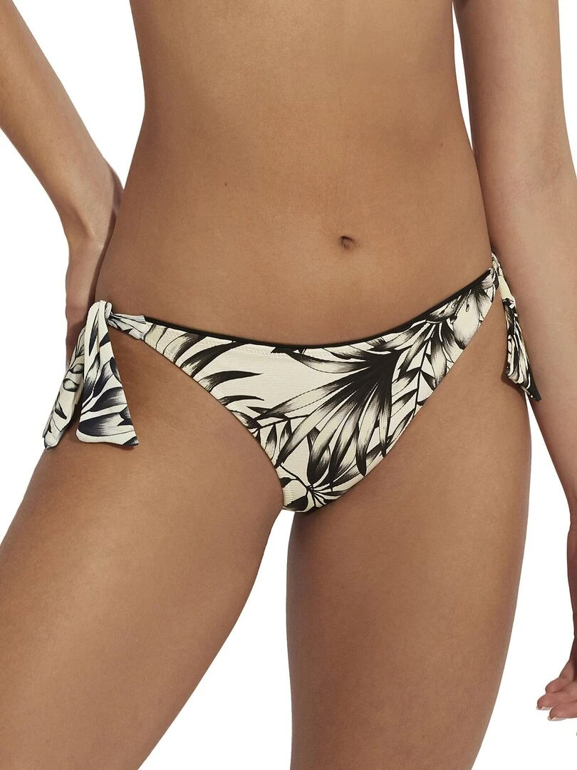 Bas maillot slip de bain taille basse à nouettes Honolulu Ecru