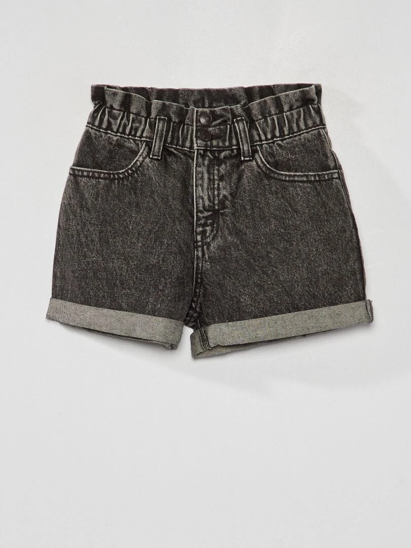 Short en jean avec revers Noir