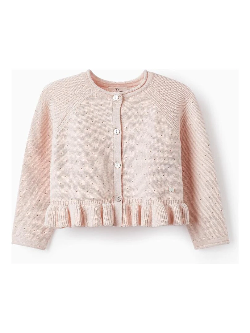Gilet en Maille avec Volant pour Bébé Fille CÉRÉMONIE Rose