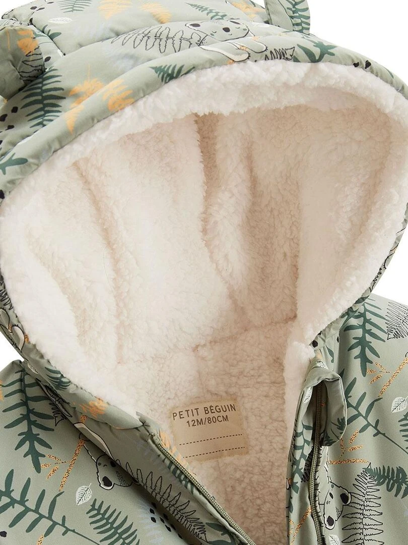 Combi pilote avec moufles et pieds amovibles Noah   Vert