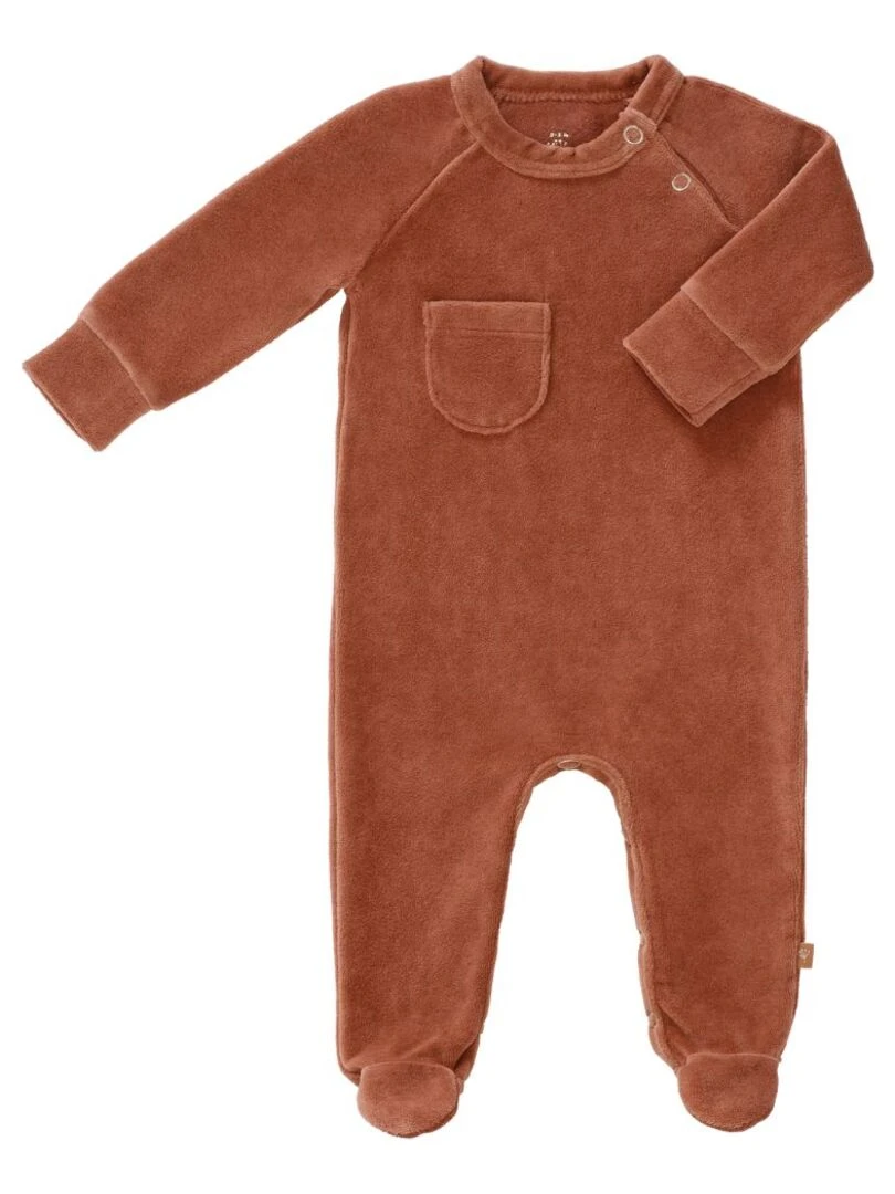Pyjama en velours bio Copper (naissance : 50 cm) Marron