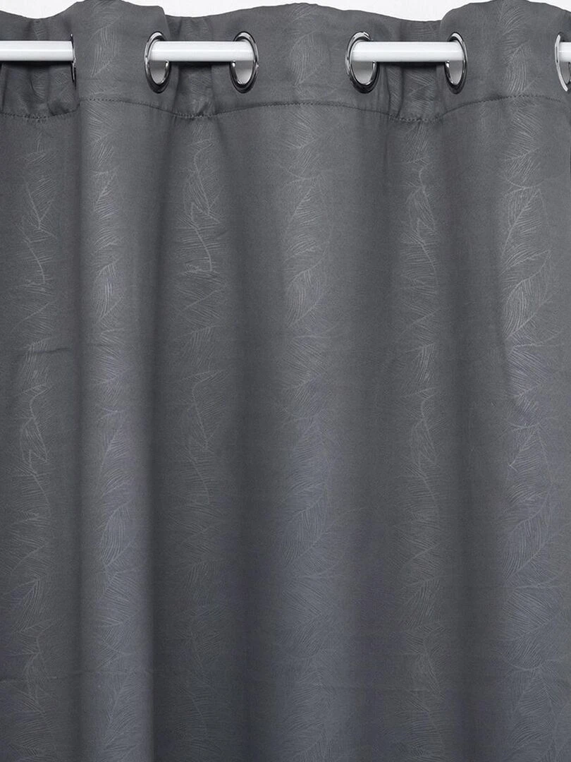 Rideau occultant avec feuilles en relief Gris foncé