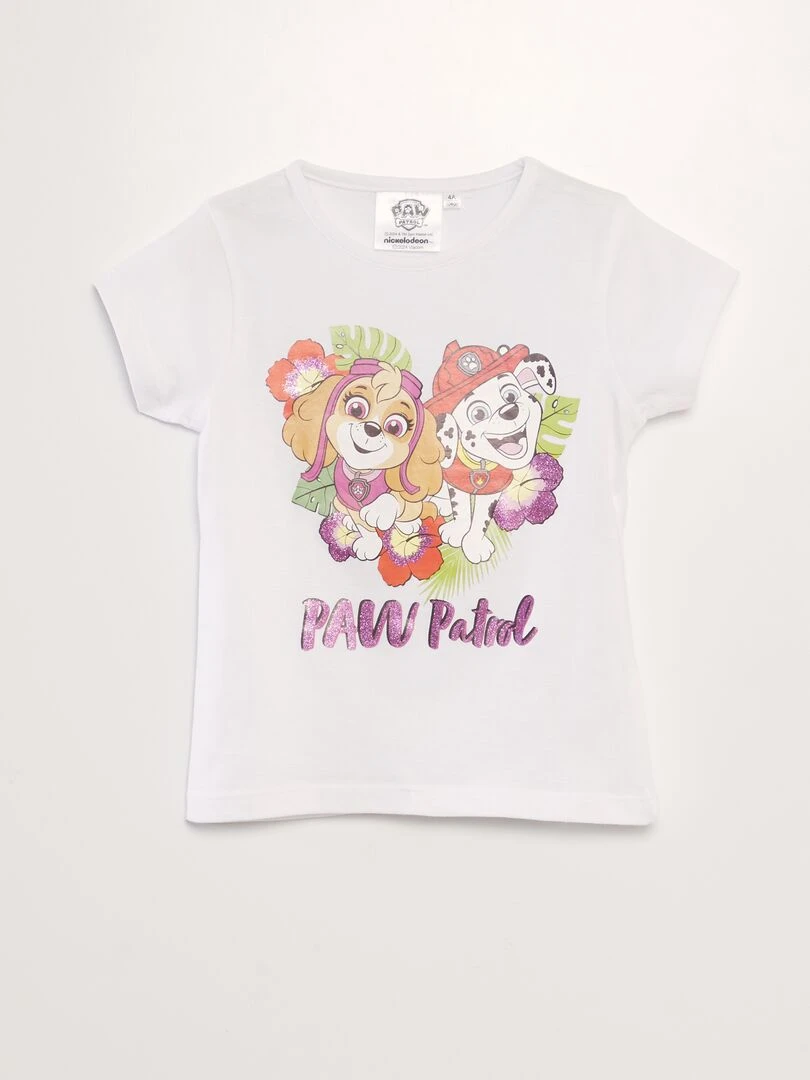 Ensemble tee shirt + short 'Pat' Patrouille' 2 pièces Blanc/orange