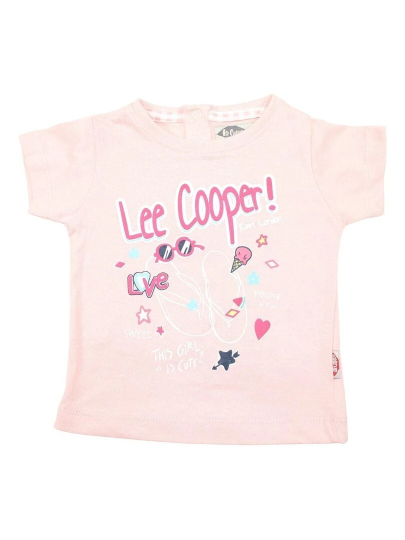 Lee Cooper   Ensemble ​​T shirt short bébé fille Imprimé Lee Cooper   Rose clair