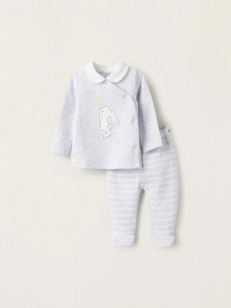Ensemble pour Nouveau Né 'Lapin' EARLY BLOOM Gris clair