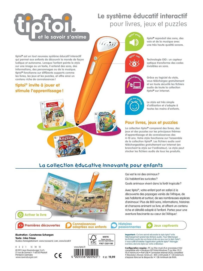 Livre électronique Tiptoi : Je découvre les animaux d'Afrique N/A