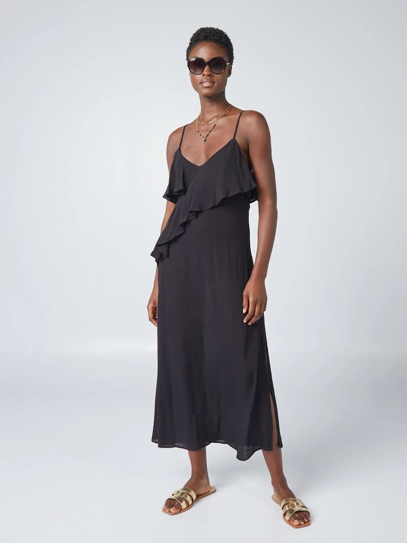 Robe longue à volants noir