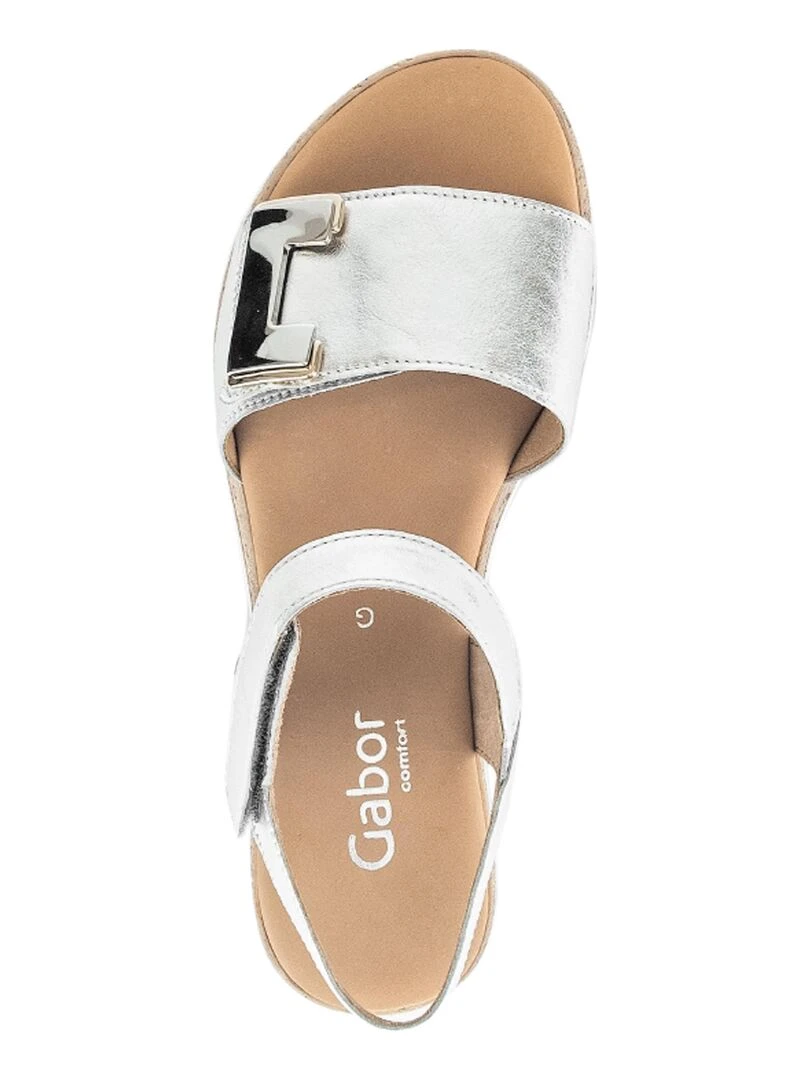 Sandale Compensé Cuir Gabor Lamina   Gris