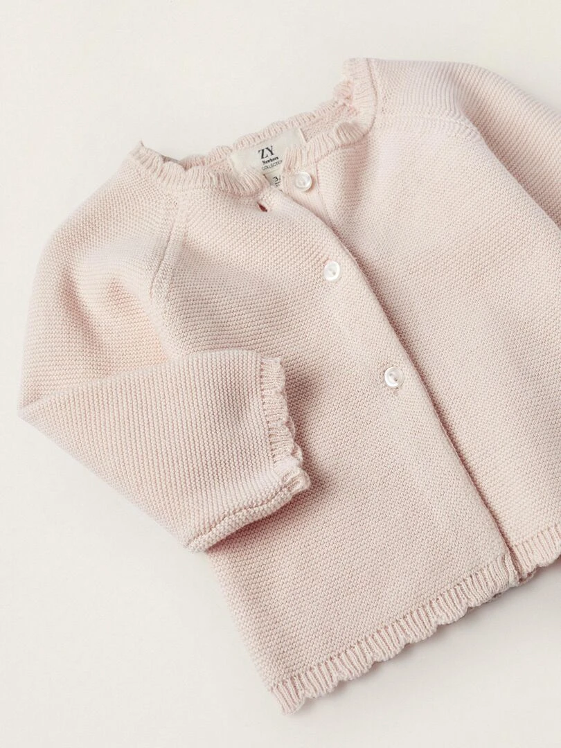 Gilet en Maille de Coton pour Nouveau Né  ATLANTIC COMPANY   Rose clair