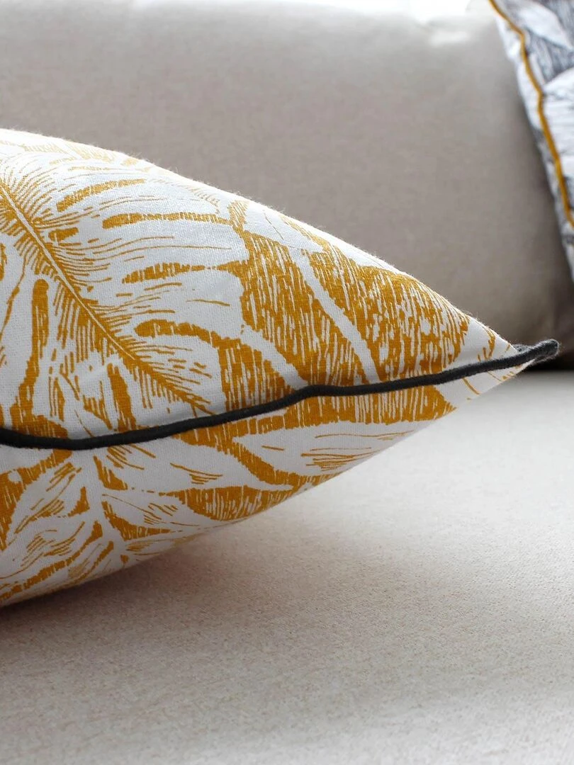 Coussin déhoussable au style exotique Jaune moutarde