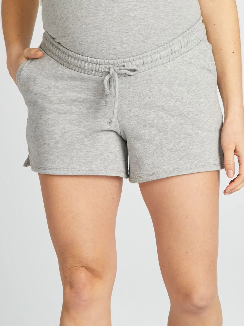 Short grossesse en molleton uni Gris