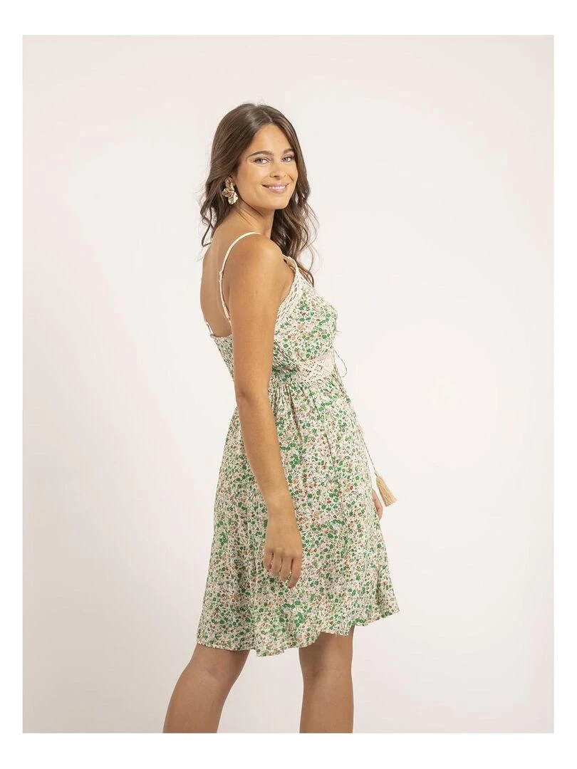 Robe courte motifs IBASS   Vert