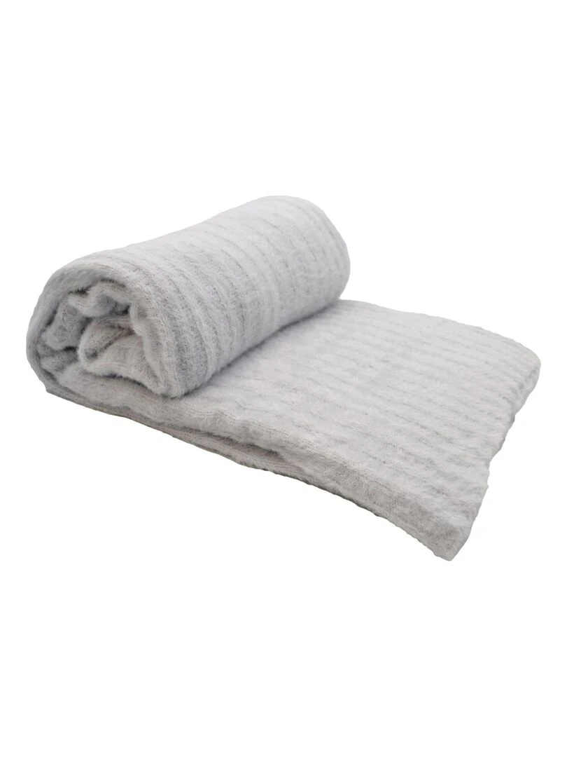 Plaid en maille Effet côtelé Gris perle