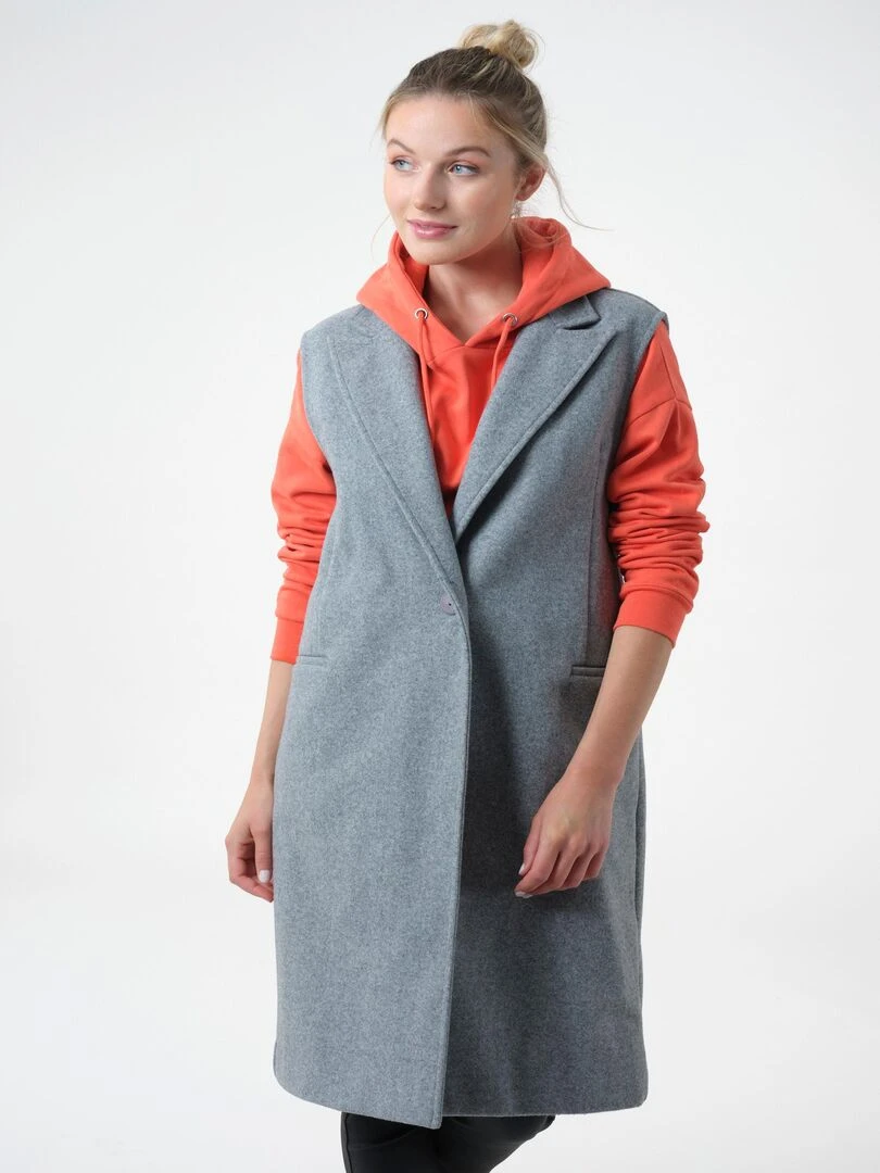 Manteau long sans manches 'Deeluxe' Gris foncé
