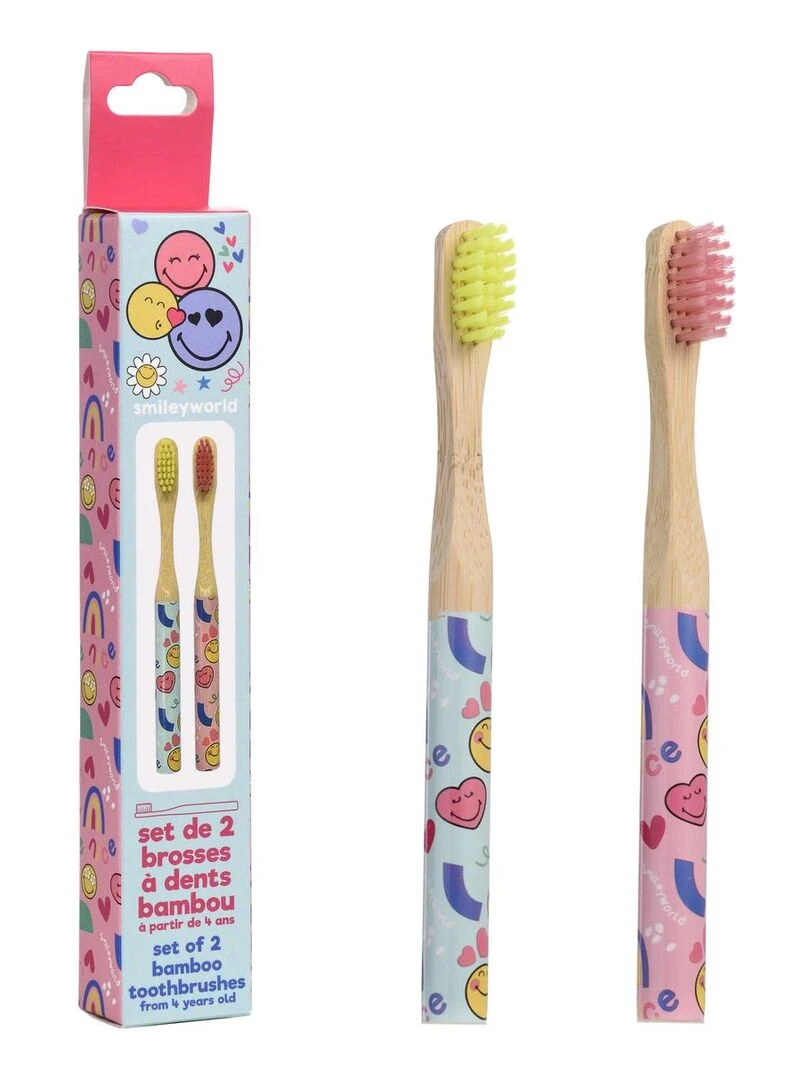 Smiley Set de 2 Brosses à Dents en Bambou N/A