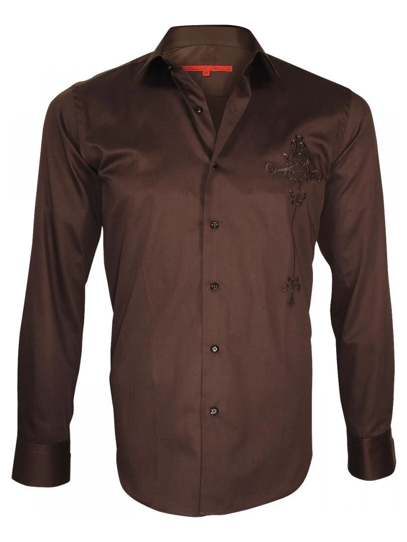 Chemise brodée LEEDS Marron