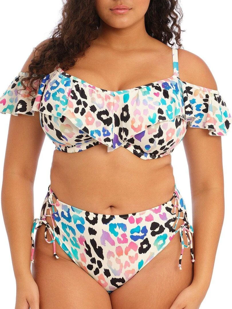 Bas de maillot ajustable taille haute Party bay Beige clair