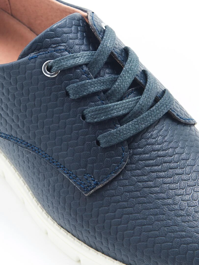 Derbies légères dessus cuir reliéfé Amortyl   Damart   Bleu marine