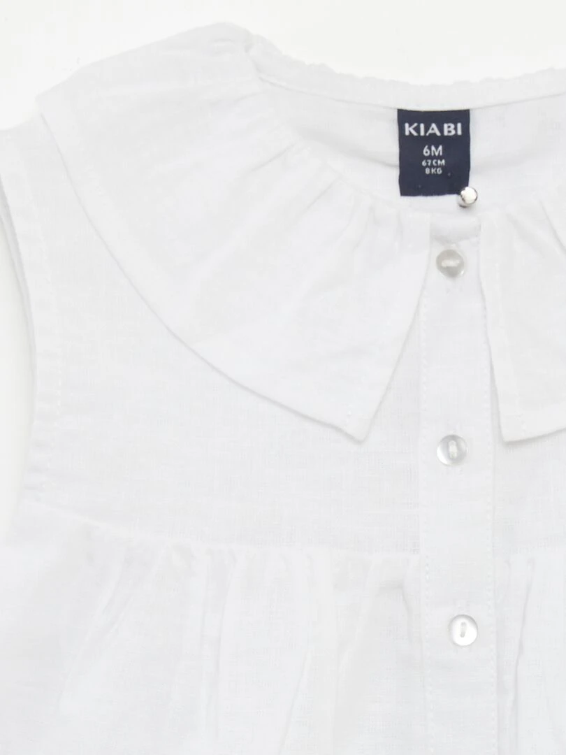 Blouse col claudine en lin blanc