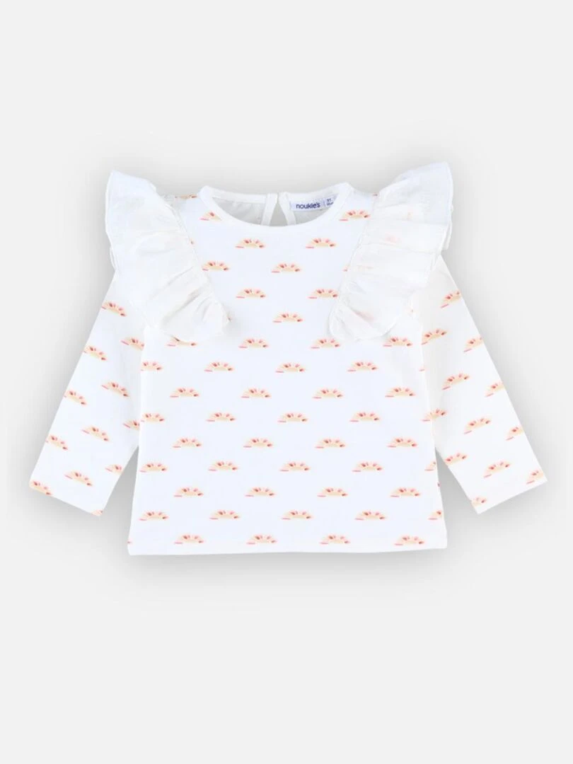 Blouse maille longues manches imprimés soleils    Noukie's   Blanc