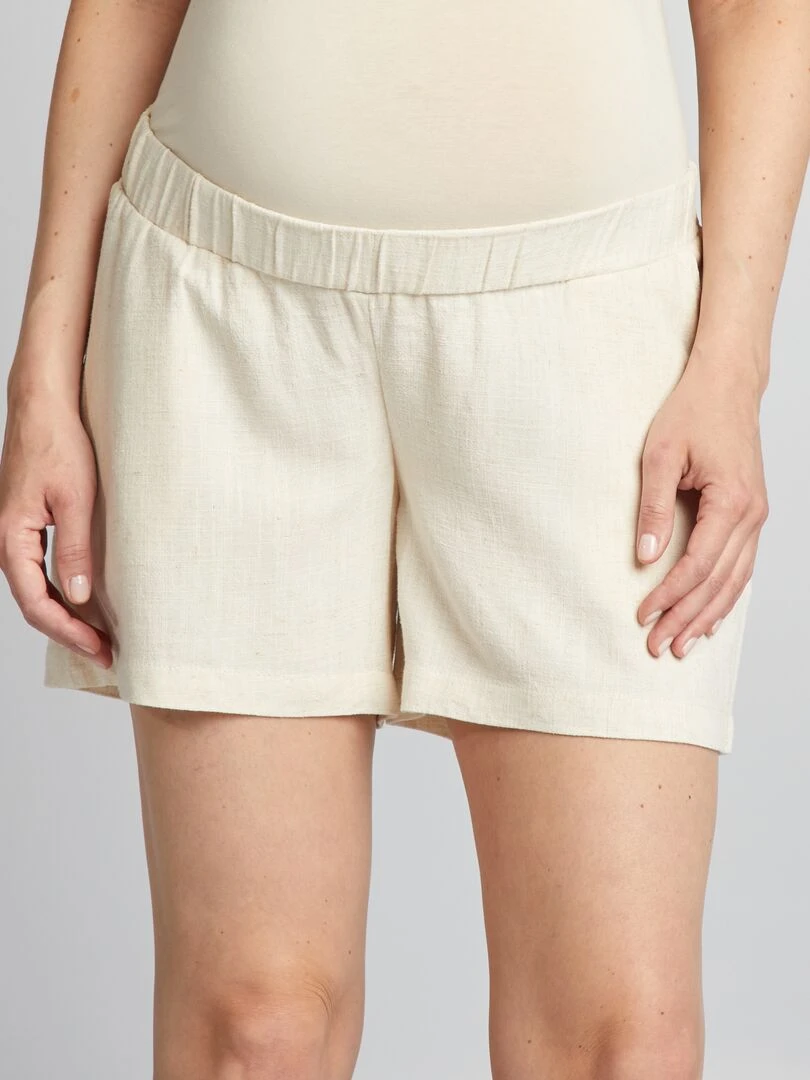 Short en lin mélangé grossesse Beige
