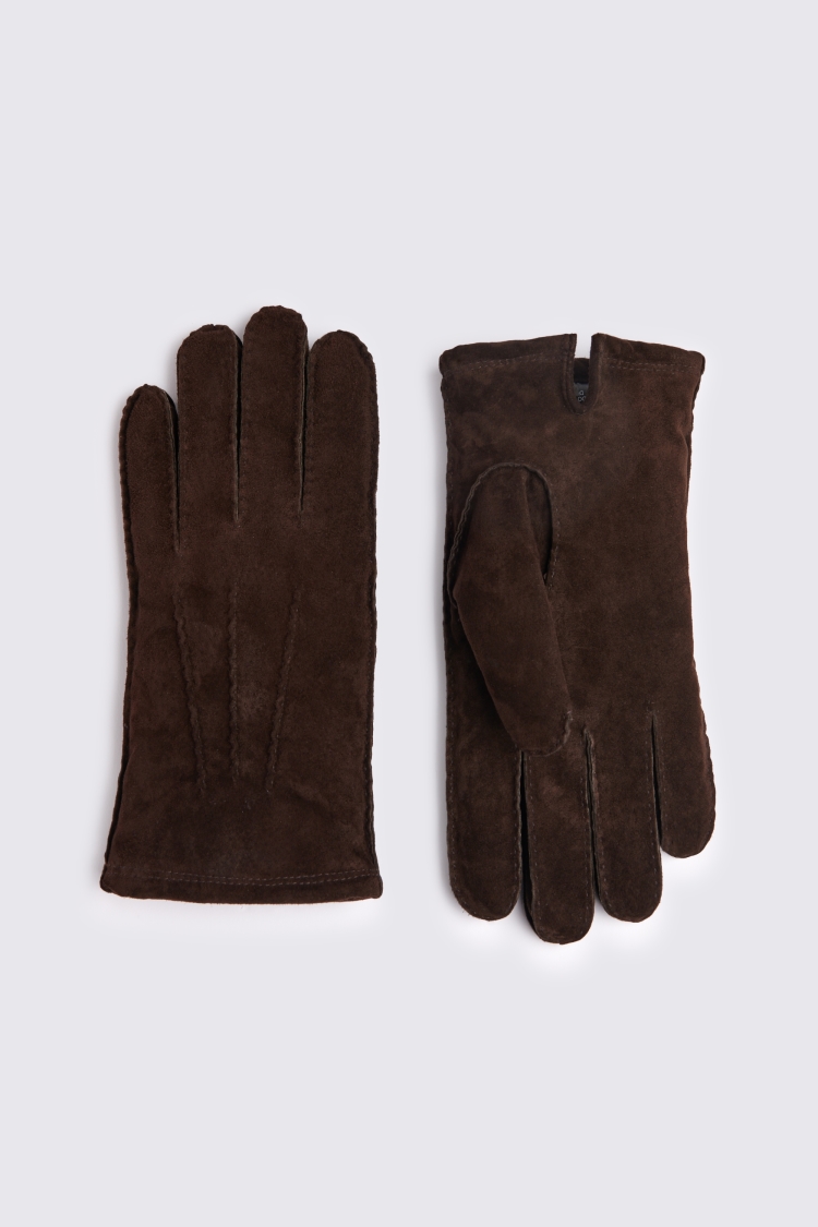 Chocolate Shearling Leather Gloves Buy Online at Moss
