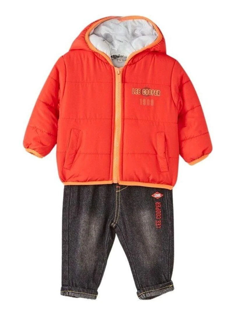 Lee Cooper Ensemble Veste t shirt pantalon bébé garçon Imprimé Logo Rouge