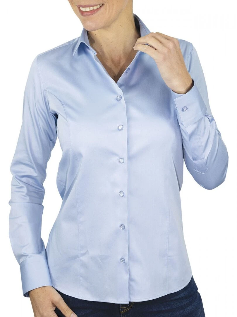 Chemise femme unie CLARA Bleu