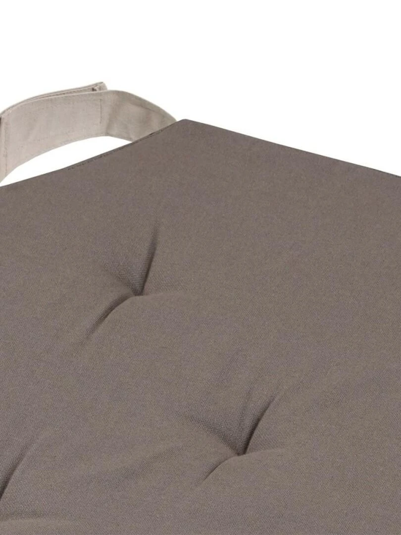 Lot de 4 galettes de chaise Duo velcro 38x38 taupe lin Taupe