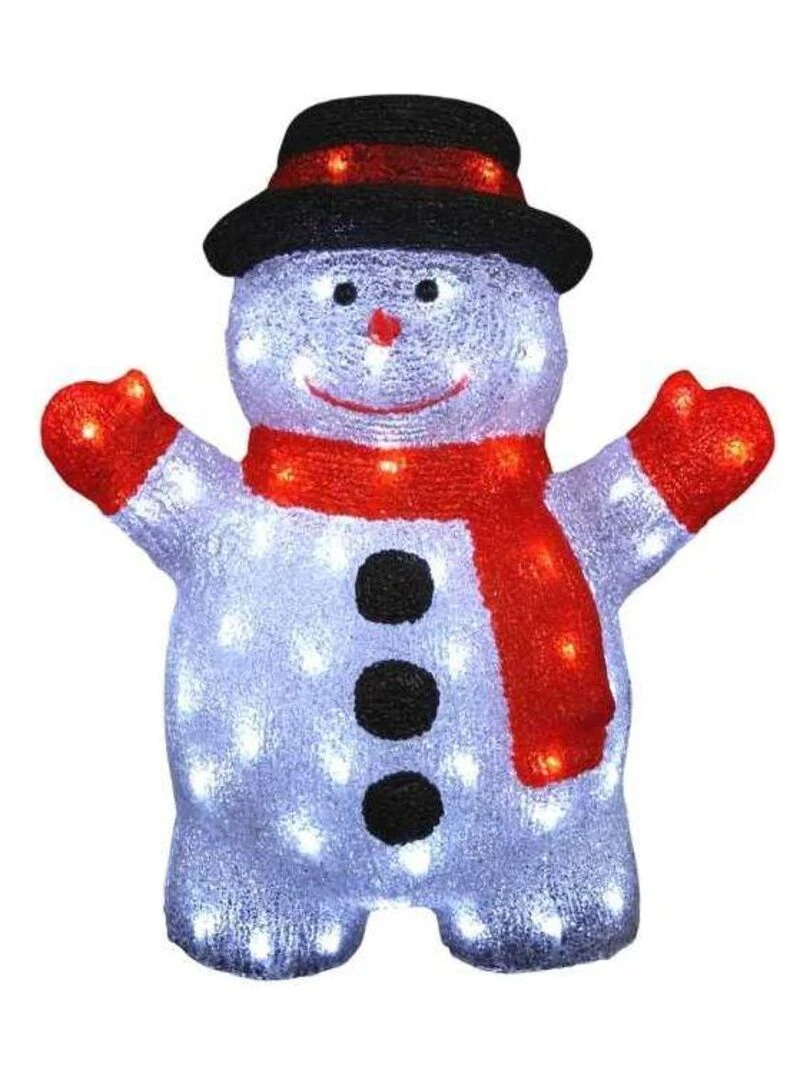 Bonhomme de neige noël lumineux 80 leds H63 secteur Rouge