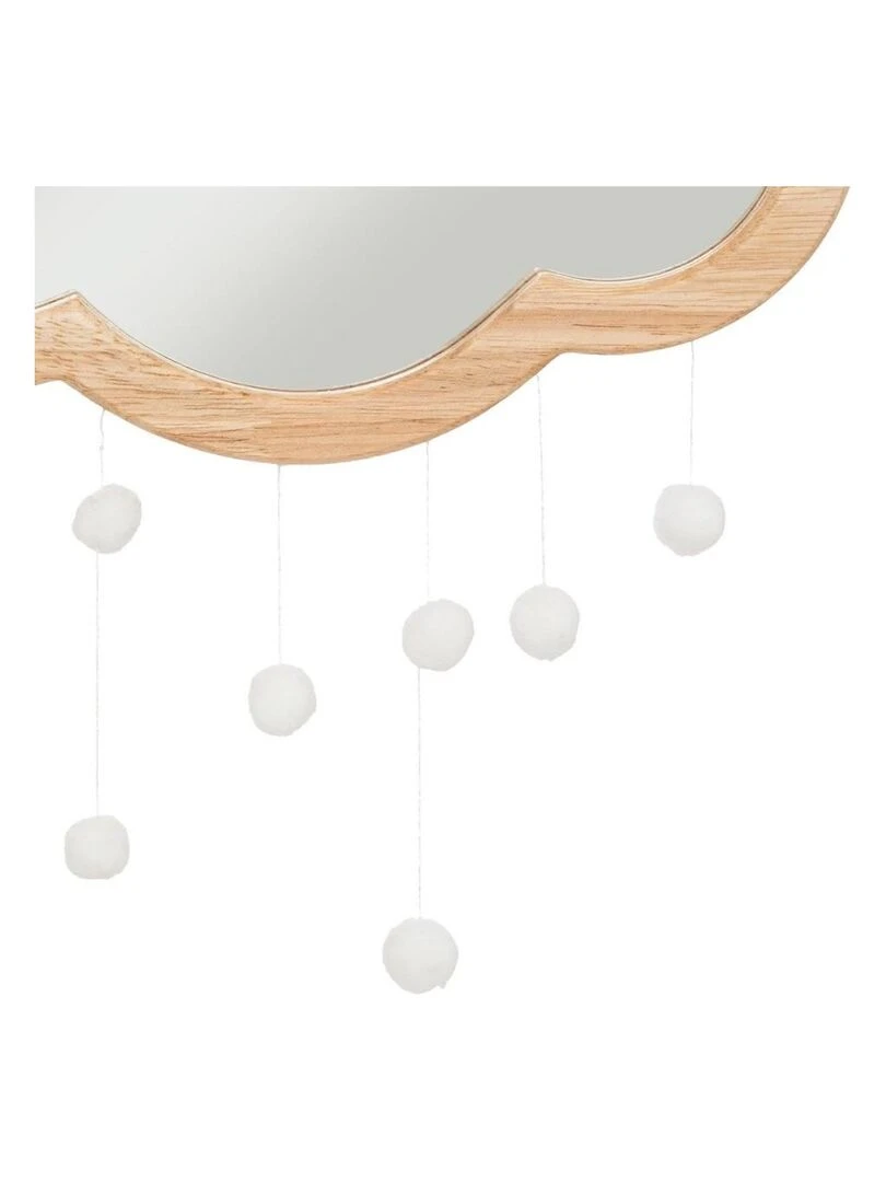 Miroir bois nuage pompons Beige