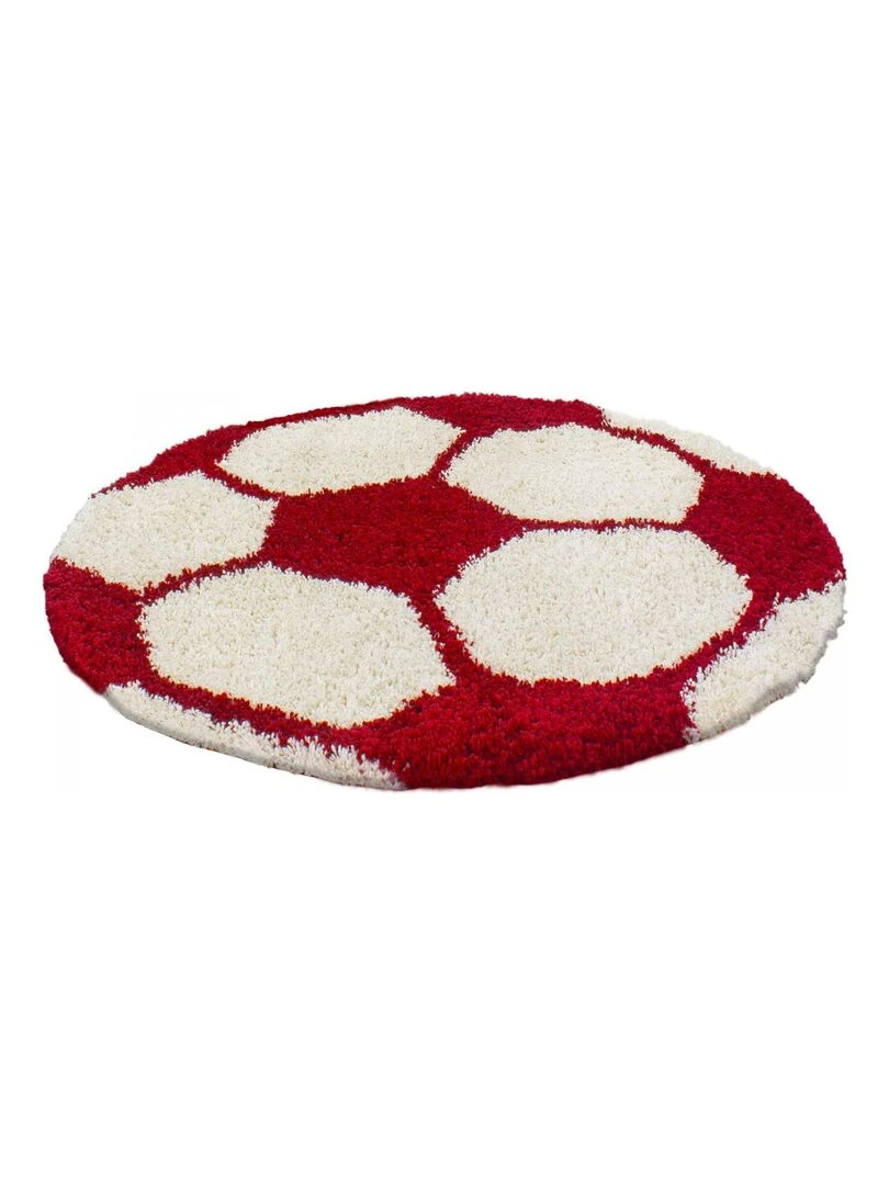 Tapis enfant tapis rond Ø 120cm SHAGGY FOOT Rouge OEKO TEX idéal pour Salon Rouge