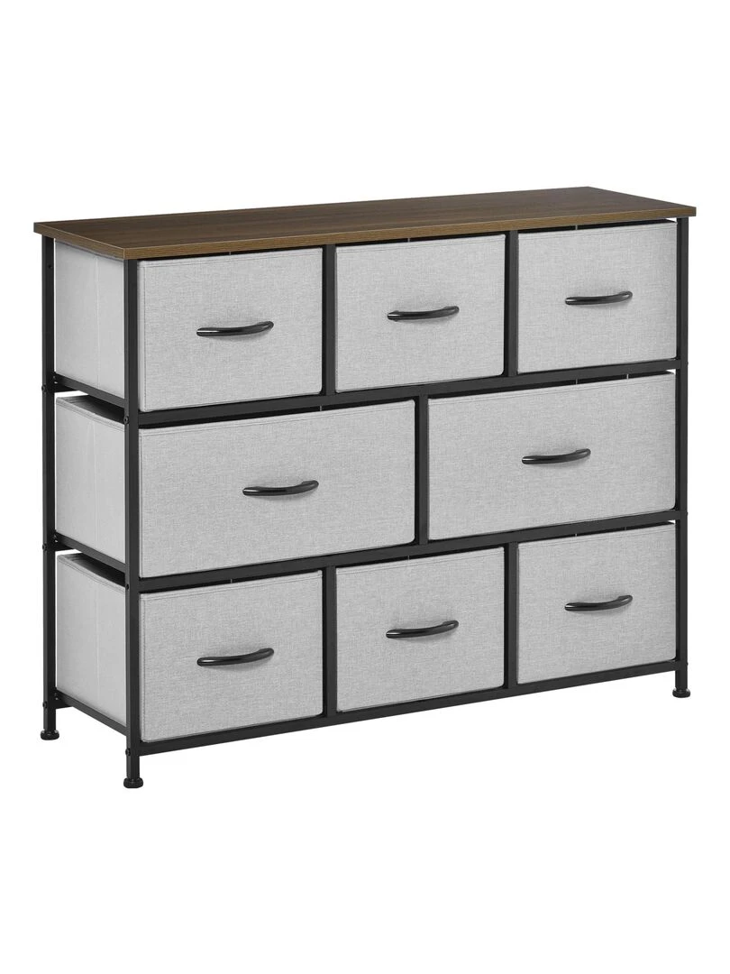 Commode meuble de rangement 8 tiroirs pliables en tissu 100 x 30 x 78 5 cm Gris