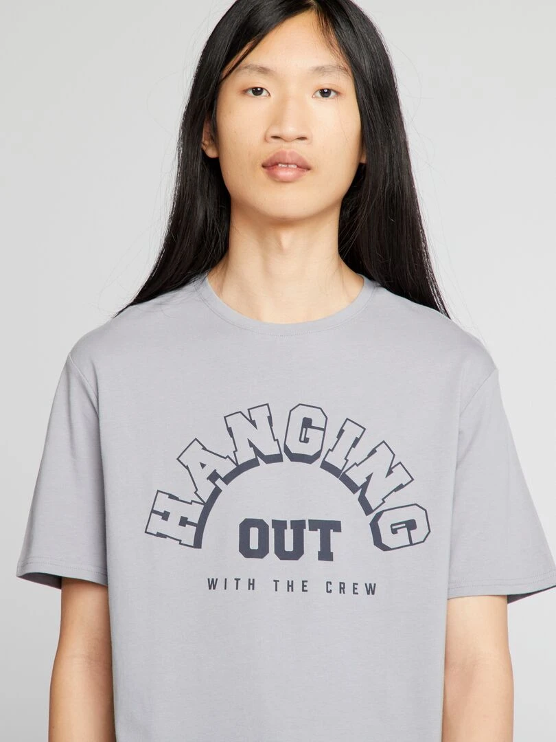 T shirt en jersey à col rond   Bleu gris