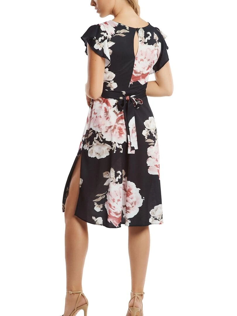 Robe estivale manches courtes Hawaii Noir