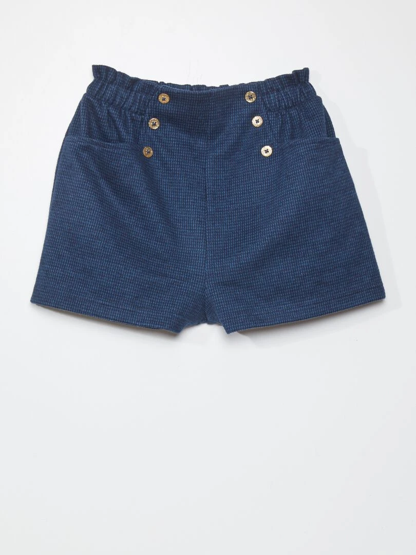 Short avec imprimé 'pied de poule' Bleu marine