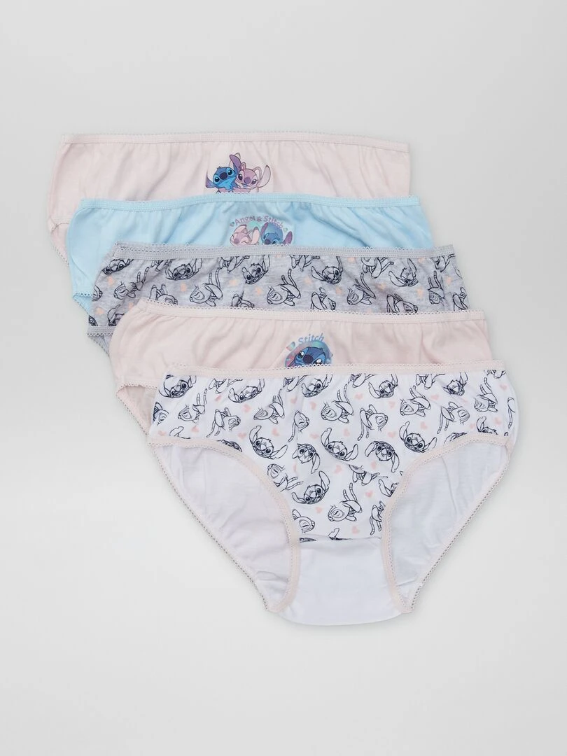 Lot de 5 culottes 'Stitch' Blanc/rose