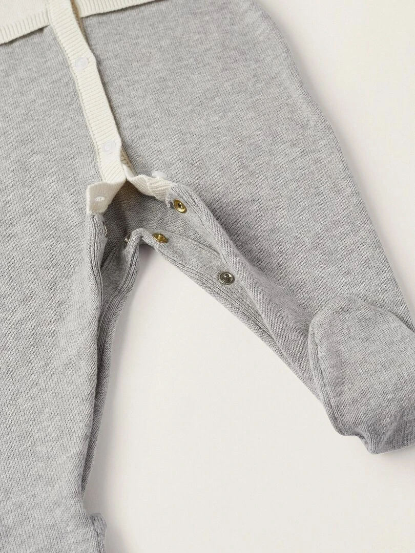 Combinaison en maille avec pieds pour nouveau né 'Lapin' manches longues EARLY BLOOM   Blanc