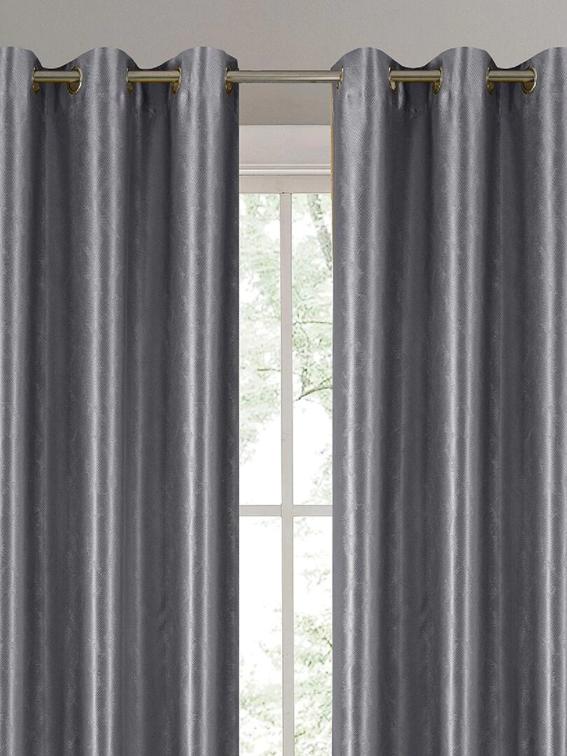 Paire de rideaux occultants à motifs géométriques gris anthracite