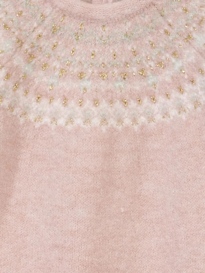 Ensemble robe jacquard + collants Rose