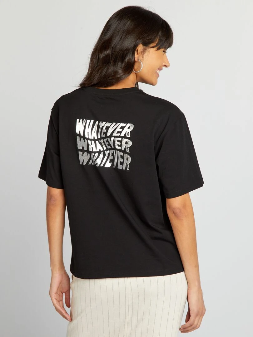 Tee shirt en jersey avec imprimé Noir/blanc