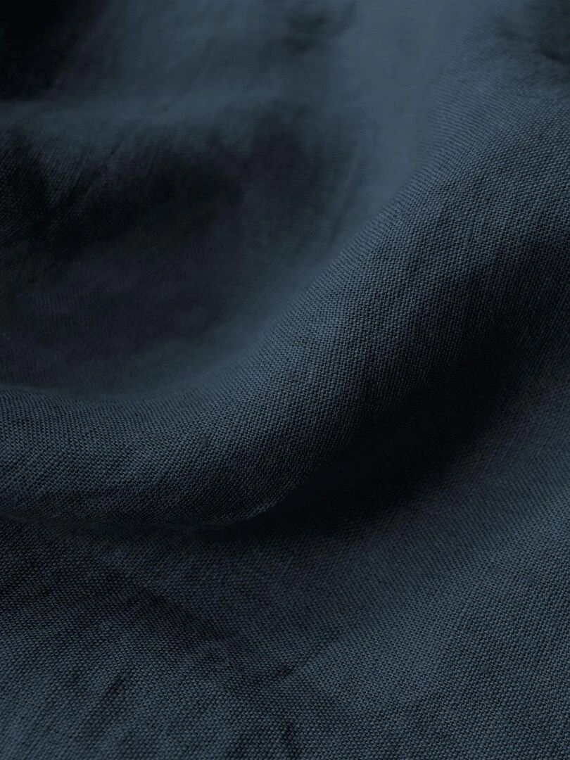 Drap housse uni en lin  LIN LAVÉ   Bleu marine